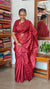 Maroon desi tussar silk saree with cross stitch embroidery - GY349