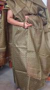 Olive Green Noel Tussar Silk Suit - MNT4
