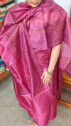 Hot Pink Printed Tussar Silk Suit - PTS25