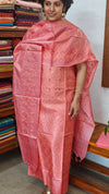 Dark Peach Embroidered Tussar Silk Suit