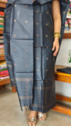 Deep Navy Blue Tussar Silk Suit - PT18