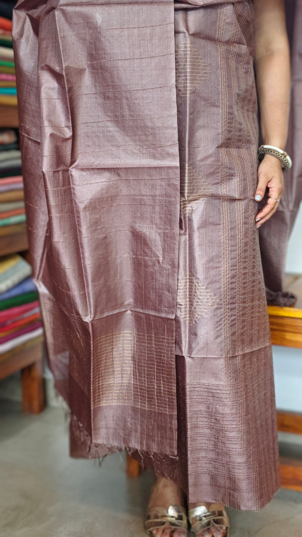 Muted Mauve Woven Tussar Silk Suit - BCE3