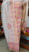 Peach and Mustard Cotton Suit with Kota Doria Dupatta