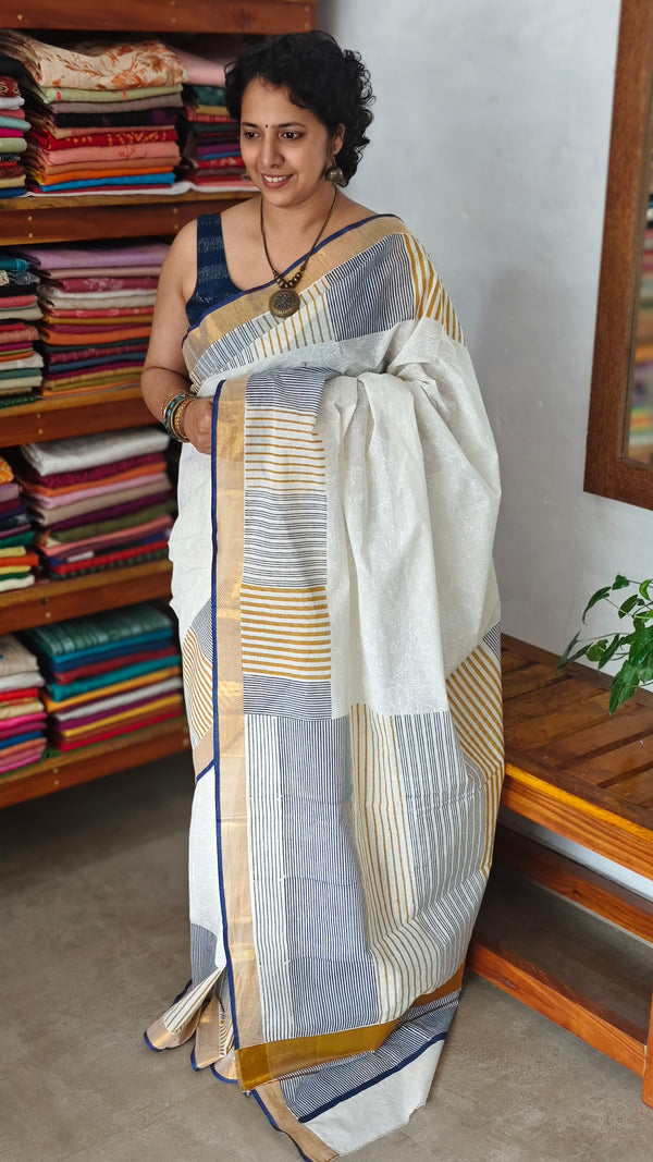Block Printed Kerala Saree