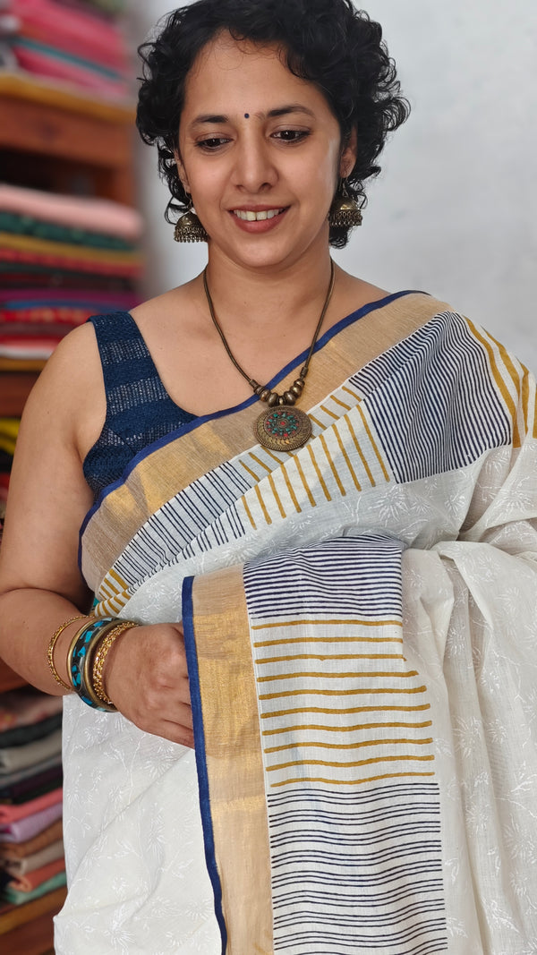 Block Printed Kerala Saree