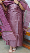 Onion Pink Printed Tussar Silk Suit - PTS25