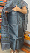 Bluish Grey Printed Tussar Silk Suit - PTS25