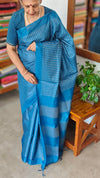 Azure Blue Semi Tussar Silk Saree - TF51