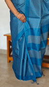 Azure Blue Semi Tussar Silk Saree - TF51