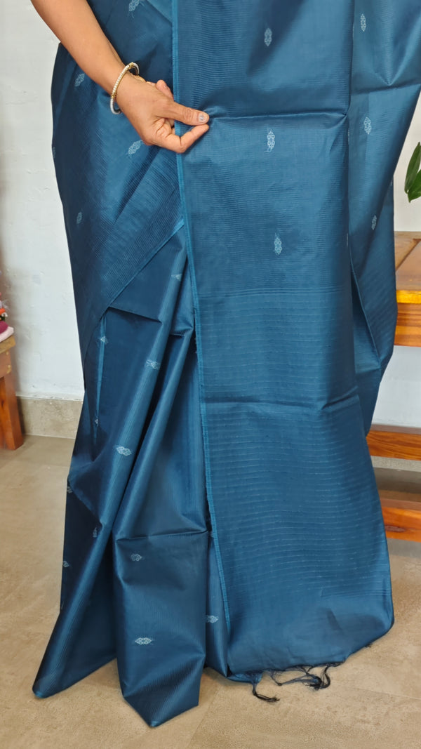 Classic Blue Semi Tussar Silk Saree - TF51 - 2
