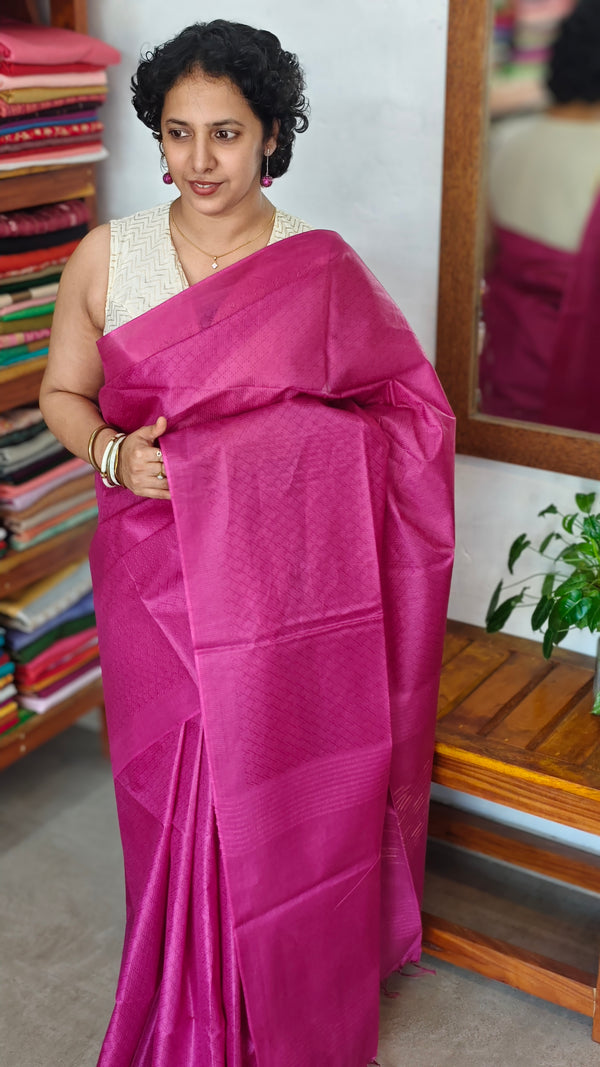 Magenta Semi Tussar Silk Saree - TF51