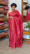 Red Semi Tussar Silk Saree - TF51