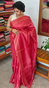 Red Semi Tussar Silk Saree - TF51
