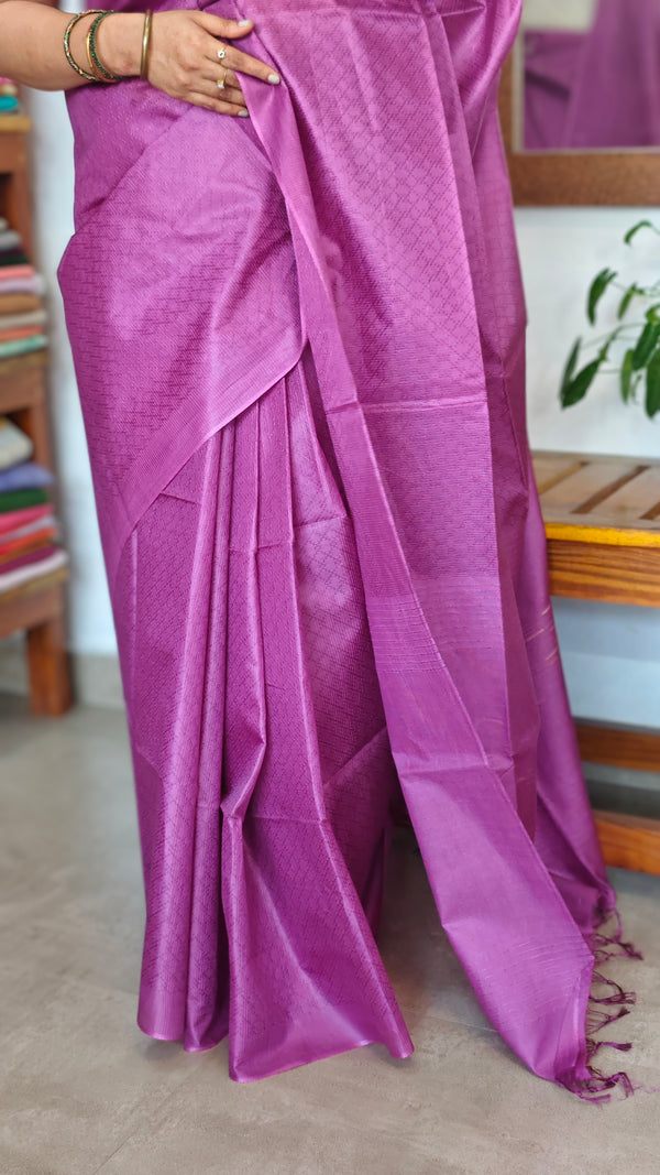 Orchid Purple Semi Tussar Silk Saree - TF51
