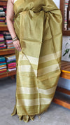 Mustard Green Semi Tussar Silk Saree - TF51