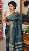 Classic Blue Semi Tussar Silk Saree - TF51 - 4
