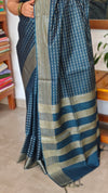 Classic Blue Semi Tussar Silk Saree - TF51 - 4