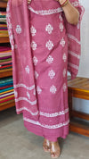 Mauve Block printed Cotton Suit