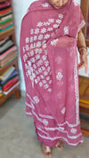 Mauve Block printed cotton suit