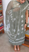 Slate Green Block Printed Cotton Suit