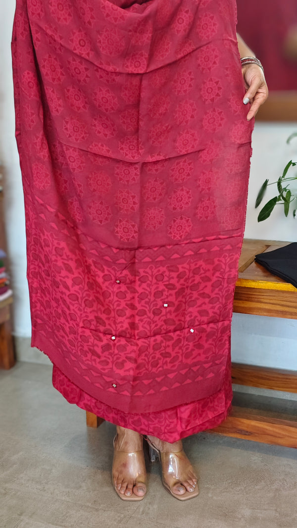 Reddish Pink Modal Cotton Suit