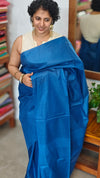 Ocean Blue Semi Tussar Silk Saree - TF51