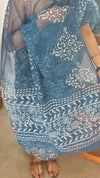 Indigo Block Printed Kota Doria Suit - GD331