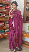 Wine Kota Silk Saree with Navy Blue Borders - KTS3