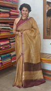 Brown Beige with Wine Border Kota Silk Saree - KTS3 - 107PR