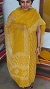 Mustard Yellow Block Printed Kota Doria Suit - GD331