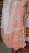 Peach Block Printed Kota Doria Suit - GD331 - P2