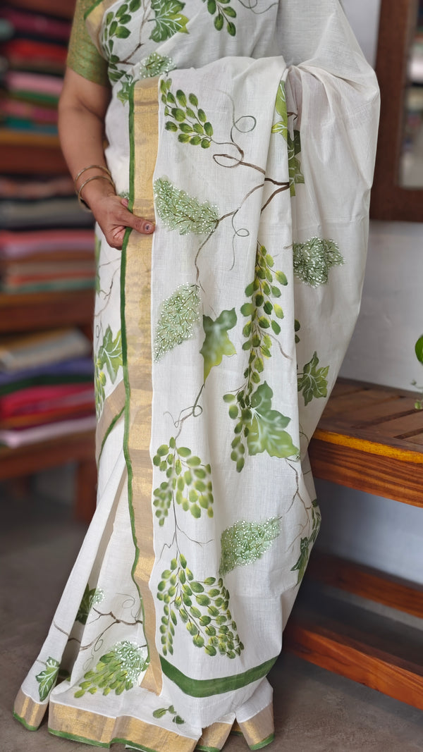Hand Painted Kerala Saree