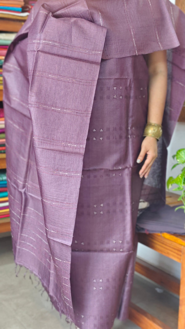 Plum Purple Tussar Silk Suit - PT18