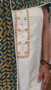 Off white cotton suit with Ajrakh Dupatta