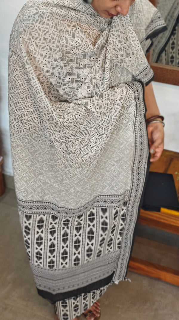 Grey and black printed cotton suit