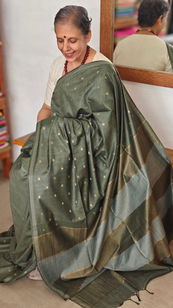 Dark Green Semi Silk Saree - GC42