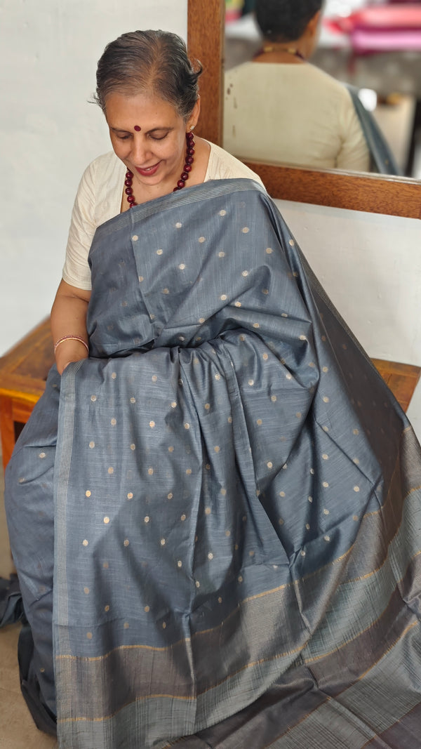 Agean Blue Semi Silk Saree - GC42