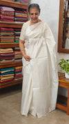 Milky White Semi Tussar Silk Saree - 34NU