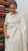 Milky White Semi Tussar Silk Saree - 34NU