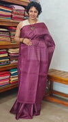 Wine Semi Tussar Silk Saree - 34NU