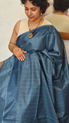 Blue Semi Tussar Silk Saree - 34NU - 1