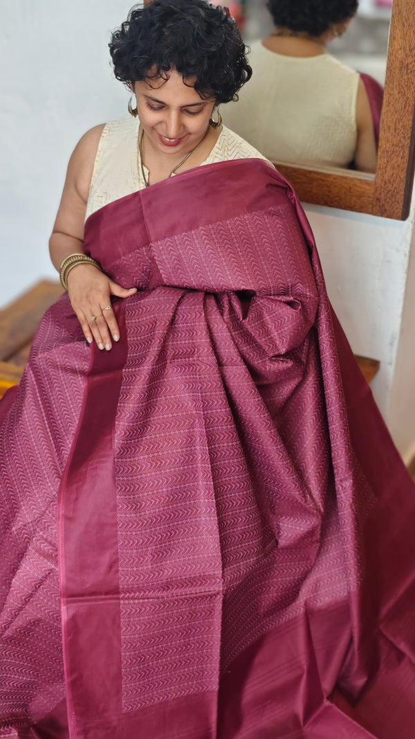 Maroon Semi Tussar Silk Saree - 34NU