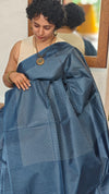 Blue Semi Tussar Silk Saree - 34NU - 2