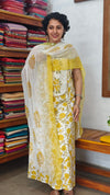 Yellow Floral Cotton Suit with Chiffon Dupatta - XC33