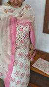 Off white and pink Cotton Printed Suit - XC33