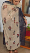 Navy Blue cotton Suit with chiffon dupatta - XC33