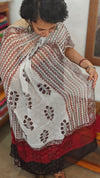 Black and white printed cotton suit with chiffon dupatta - XC33