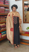 Black cotton suit with chanderi dupatta - XC33