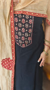 Black cotton suit with chanderi dupatta - XC33