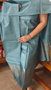 Teal Zari Woven Tussar Silk Suit - PT18